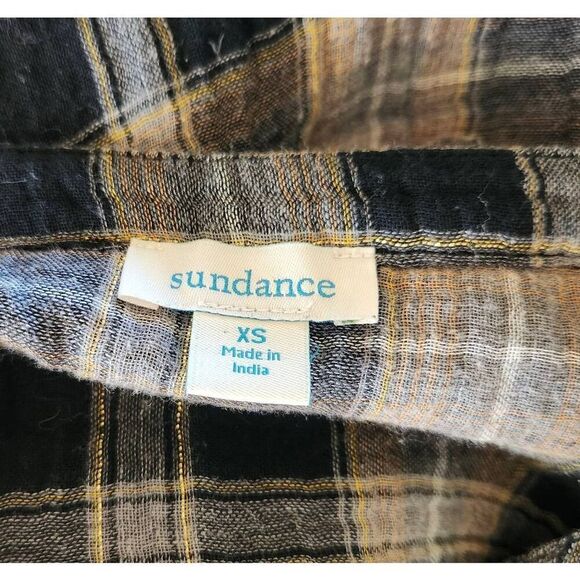 Sundance Silk Velvet Plaid Embroidered Boho Blouse Size XS - Picture 6 of 7